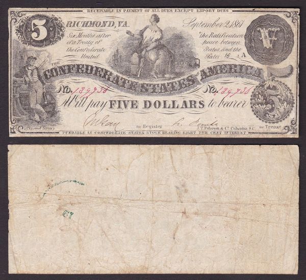 CONFEDERATE STATES, 1861-1865. Lotto di due esemplari.  - Asta Numismatica Light - Associazione Nazionale - Case d'Asta italiane