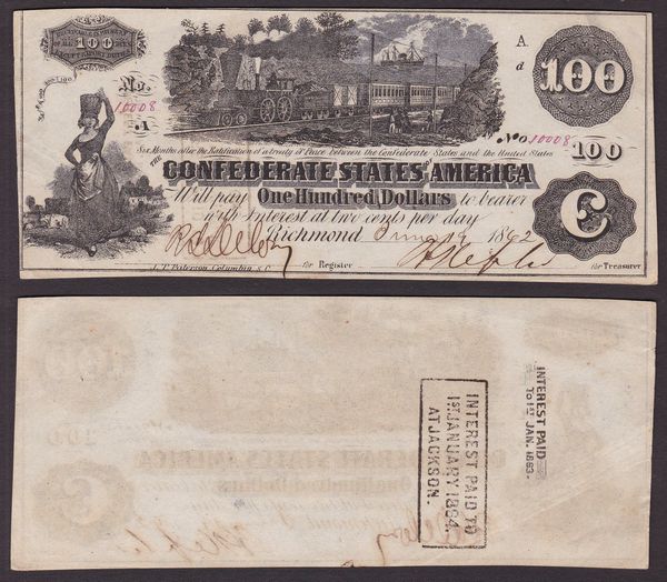 CONFEDERATE STATES, 1861-1865. 100 Dollars 1862.  - Asta Numismatica Light - Associazione Nazionale - Case d'Asta italiane