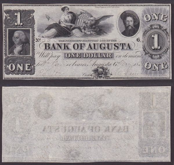 OBSOLETE PAPER MONEY. GEORGIA AUGUSTA - BANK Of AUGUSTA 1810-1866. Lotto di 3 esemplari.  - Asta Numismatica Light - Associazione Nazionale - Case d'Asta italiane