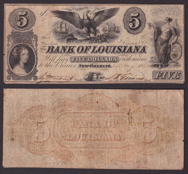 OBSOLETE PAPER MONEY. LOUISIANA - OHIO - PENNSYLVANIA. Lotto di 3 banconote.  - Asta Numismatica Light - Associazione Nazionale - Case d'Asta italiane