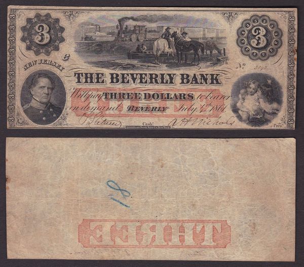 OBSOLETE PAPER MONEY. NEW JERSEY - OHIO - RHODE ISLAND. 1855-1861. Lotto di 3 banconote.  - Asta Numismatica Light - Associazione Nazionale - Case d'Asta italiane