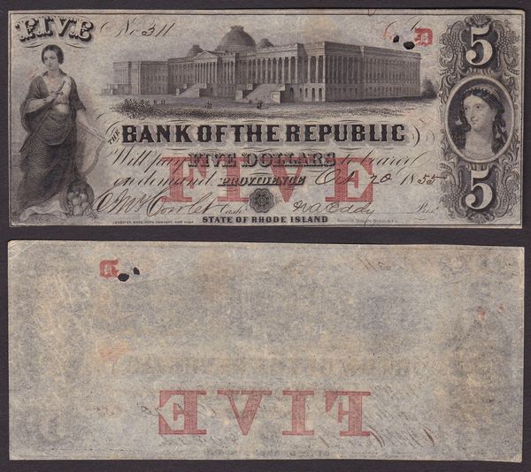 OBSOLETE PAPER MONEY. NEW JERSEY - OHIO - RHODE ISLAND. 1855-1861. Lotto di 3 banconote.  - Asta Numismatica Light - Associazione Nazionale - Case d'Asta italiane