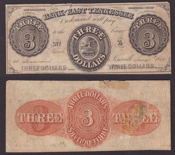 OBSOLETE PAPER MONEY. OBSOLETE PAPER MONEY. SOUTH CAROLINA - TENNESSEE - PHILADELPHIA. 1855-1858. Lotto di 4 esemplari.  - Asta Numismatica Light - Associazione Nazionale - Case d'Asta italiane