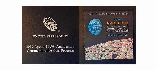 USA 2019. Un dollaro d'argento fondo specchio / proof Apollo 11 - 50 Anniversario.  - Asta Numismatica Light - Associazione Nazionale - Case d'Asta italiane