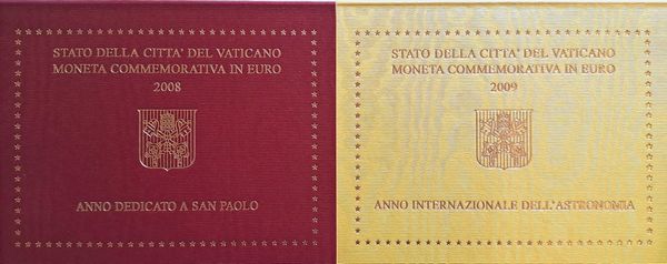 Vaticano 2008 e 2009 - 2 folder da Euro commemorativi FdC.  - Asta Numismatica Light - Associazione Nazionale - Case d'Asta italiane