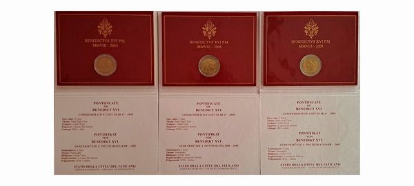 Vaticano 2008 - 3 monete da 2 Euro commemorativi FdC.  - Asta Numismatica Light - Associazione Nazionale - Case d'Asta italiane
