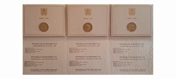 Vaticano 2009 - 3 monete da 2 Euro commemorativi FdC.  - Asta Numismatica Light - Associazione Nazionale - Case d'Asta italiane
