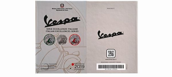Italia 2019  trittico VESPA - 3 monete da 5 Euro in argento. Serie ECCELLENZE ITALIANE.  - Asta Numismatica Light - Associazione Nazionale - Case d'Asta italiane
