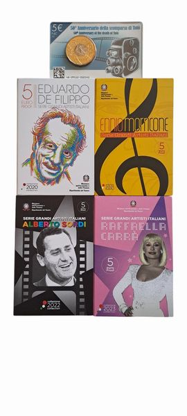 Italia 2017 - 2023 - 5 coincard da 5 Euro in bronzital  cupronichel. Serie GRANDI ARTISTI ITALIANI  - Asta Numismatica Light - Associazione Nazionale - Case d'Asta italiane