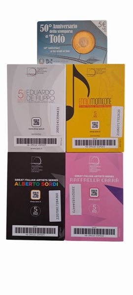 Italia 2017 - 2023 - 5 coincard da 5 Euro in bronzital  cupronichel. Serie GRANDI ARTISTI ITALIANI  - Asta Numismatica Light - Associazione Nazionale - Case d'Asta italiane