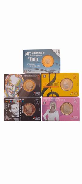 Italia 2017 - 2023 - 5 coincard da 5 Euro in bronzital  cupronichel. Serie GRANDI ARTISTI ITALIANI  - Asta Numismatica Light - Associazione Nazionale - Case d'Asta italiane