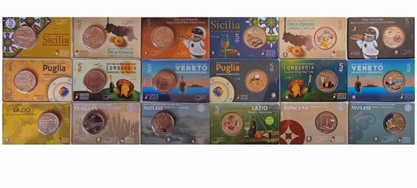 Italia 2020 - 2024 - 9 coincard da 5 Euro - cupronichel. Serie  CULTURA ENOGASTRONOMICA ITALIANA.  - Asta Numismatica Light - Associazione Nazionale - Case d'Asta italiane