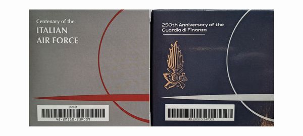 Italia 2023  2024. Lotto di 2 monete da 5 Euro in argento fondo specchio / proof  - AERONAUTICA MILITARE e GUARDIA DI FINANZA.  - Asta Numismatica Light - Associazione Nazionale - Case d'Asta italiane