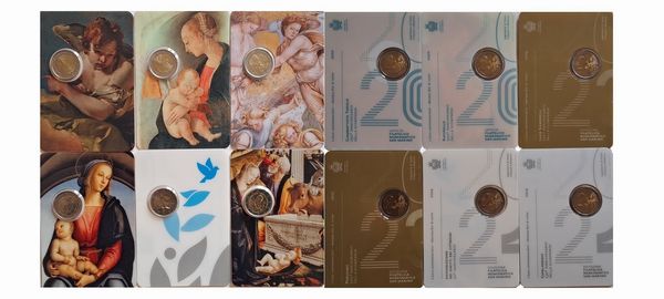 San Marino 2020  2024. 6 monete da 2 Euro FdC  TIEPOLO, RAFFAELLO, SIGNORELLI, PERUGINO, DIRITTI DEI CITTADINI e GHIRLANDAIO in folder.  - Asta Numismatica Light - Associazione Nazionale - Case d'Asta italiane