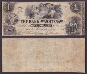 OBSOLETE PAPER MONEY. MICHIGAN ANN ARBOR- THE BANK OF WASHTENAW 1835-1854. Lotto di 2 esemplari.  - Asta Numismatica Light - Associazione Nazionale - Case d'Asta italiane