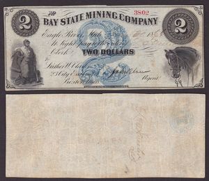 OBSOLETE PAPER MONEY. MICHIGAN EAGLE RIVER - STATE MINING COMPANY. Lotto di 2 esemplari.  - Asta Numismatica Light - Associazione Nazionale - Case d'Asta italiane
