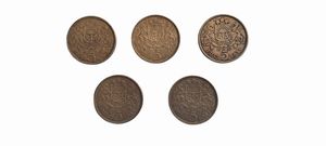 Lettonia. Lotto di 5 monete da 5 Lati (KM# 9).<BR>  - Asta Numismatica Light - Associazione Nazionale - Case d'Asta italiane
