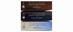 Italia 2021 - 2023  3 monete da 5 Euro in argento. Serie 700 ANNIVERSARIO DELLA SCOMPARSA DI DANTE ALIGHIERI.  - Asta Numismatica Light - Associazione Nazionale - Case d'Asta italiane