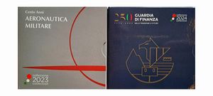 Italia 2023  2024. Lotto di 2 monete da 5 Euro in argento fondo specchio / proof  - AERONAUTICA MILITARE e GUARDIA DI FINANZA.  - Asta Numismatica Light - Associazione Nazionale - Case d'Asta italiane