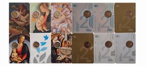 San Marino 2020  2024. 6 monete da 2 Euro FdC  TIEPOLO, RAFFAELLO, SIGNORELLI, PERUGINO, DIRITTI DEI CITTADINI e GHIRLANDAIO in folder.  - Asta Numismatica Light - Associazione Nazionale - Case d'Asta italiane