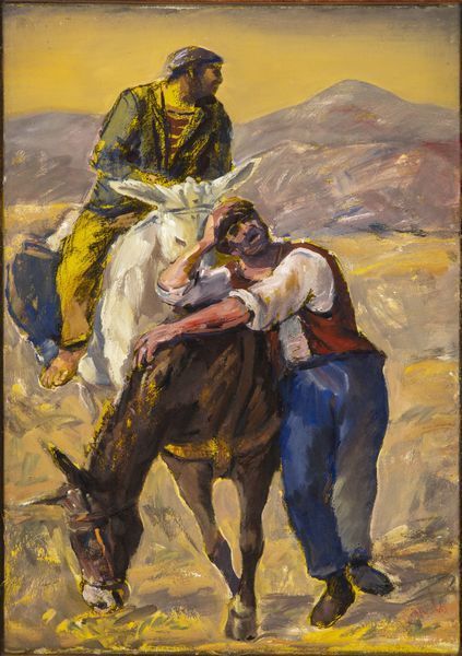 Salvatore Jemolo : Lavoratori nei campi  - Asta Opere da una dimora sul lago di Como e da altre collezioni lombarde - Associazione Nazionale - Case d'Asta italiane