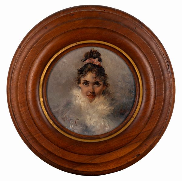 Arturo Stagliano : Coppia di ritratti femminili in tondo  - Asta Opere da una dimora sul lago di Como e da altre collezioni lombarde - Associazione Nazionale - Case d'Asta italiane