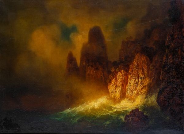 Arturo Zagoskin (Scuola europea fine XIX - inizi XX Secolo) : La scogliera  - Asta Opere da una dimora sul lago di Como e da altre collezioni lombarde - Associazione Nazionale - Case d'Asta italiane