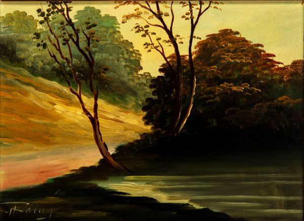 Scuola europea, secolo XX : Paesaggio lacustre  - Asta Opere da una dimora sul lago di Como e da altre collezioni lombarde - Associazione Nazionale - Case d'Asta italiane