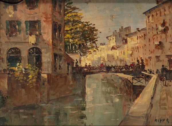 Giovanni Riva : Milano, Ponte delle Sirenette  - Asta Opere da una dimora sul lago di Como e da altre collezioni lombarde - Associazione Nazionale - Case d'Asta italiane