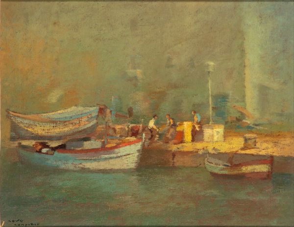 Seve Sospizio : Barche al porto  - Asta Opere da una dimora sul lago di Como e da altre collezioni lombarde - Associazione Nazionale - Case d'Asta italiane