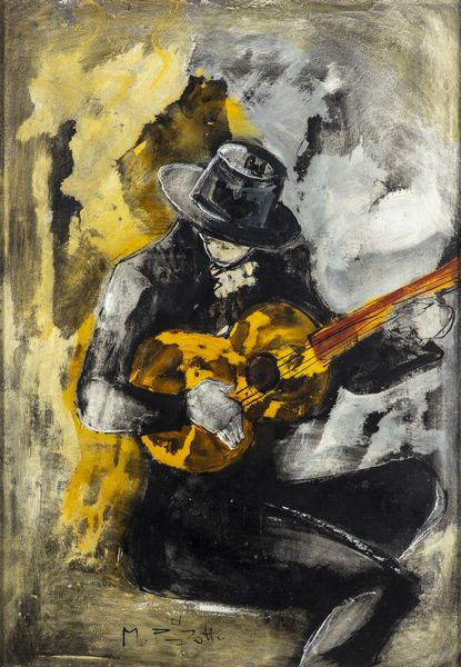 Scuola italiana, secolo XX : Il chitarrista  - Asta Opere da una dimora sul lago di Como e da altre collezioni lombarde - Associazione Nazionale - Case d'Asta italiane