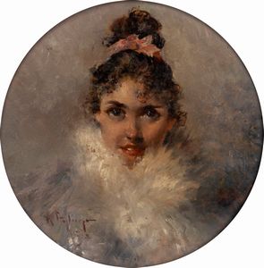 Arturo Stagliano : Coppia di ritratti femminili in tondo  - Asta Opere da una dimora sul lago di Como e da altre collezioni lombarde - Associazione Nazionale - Case d'Asta italiane