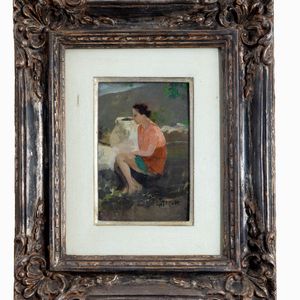 Antonio Moretti : Letizia seduta  - Asta Opere da una dimora sul lago di Como e da altre collezioni lombarde - Associazione Nazionale - Case d'Asta italiane