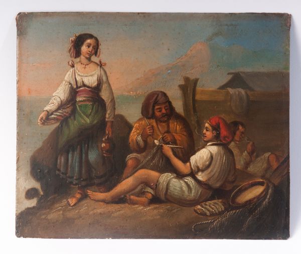 Scena di genere con personaggi  - Asta Smart Auction: arredi, dipinti, sculture, strumenti musicali, ceramiche e altro a prezzi vantaggiosi - Associazione Nazionale - Case d'Asta italiane