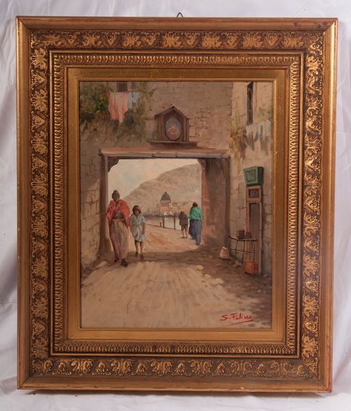 Scorcio di strada con viandanti  - Asta Smart Auction: arredi, dipinti, sculture, strumenti musicali, ceramiche e altro a prezzi vantaggiosi - Associazione Nazionale - Case d'Asta italiane