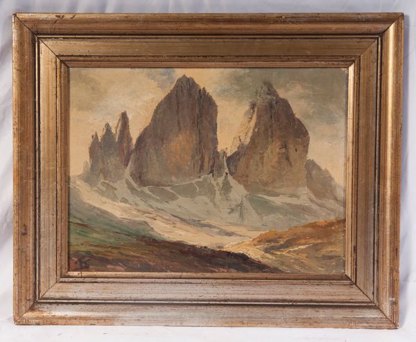 Veduta delle Dolomiti  Sasso Piatto  - Asta Smart Auction: arredi, dipinti, sculture, strumenti musicali, ceramiche e altro a prezzi vantaggiosi - Associazione Nazionale - Case d'Asta italiane