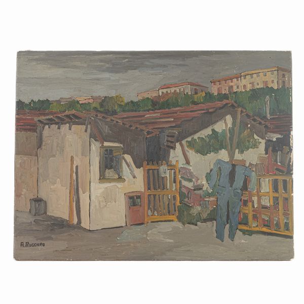 AMEDEO RUGGIERO : Tetto  - Asta Smart Auction: arredi, dipinti, sculture, strumenti musicali, ceramiche e altro a prezzi vantaggiosi - Associazione Nazionale - Case d'Asta italiane