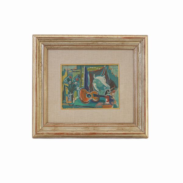 SARRA MANLIO : Il toro e la chitarra  - Asta Smart Auction: arredi, dipinti, sculture, strumenti musicali, ceramiche e altro a prezzi vantaggiosi - Associazione Nazionale - Case d'Asta italiane