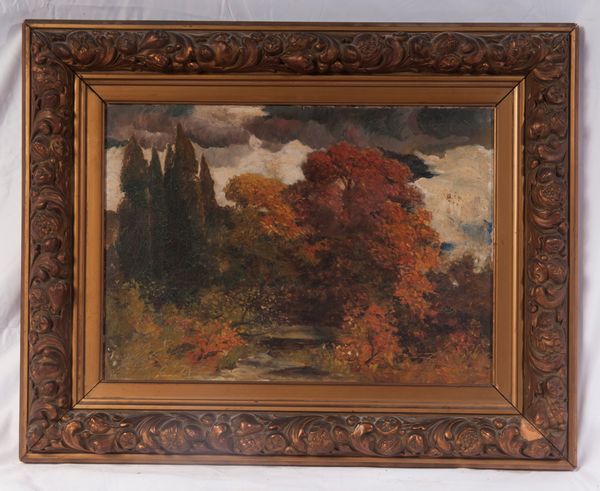 Paesaggio lacustre con alberi  - Asta Smart Auction: arredi, dipinti, sculture, strumenti musicali, ceramiche e altro a prezzi vantaggiosi - Associazione Nazionale - Case d'Asta italiane