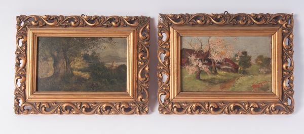 Lotto di due paesaggi  - Asta Smart Auction: arredi, dipinti, sculture, strumenti musicali, ceramiche e altro a prezzi vantaggiosi - Associazione Nazionale - Case d'Asta italiane