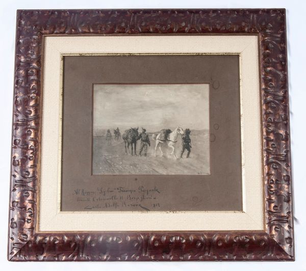 Carlo Adolfo Barone : Colonna di militari in marcia  - Asta Smart Auction: arredi, dipinti, sculture, strumenti musicali, ceramiche e altro a prezzi vantaggiosi - Associazione Nazionale - Case d'Asta italiane