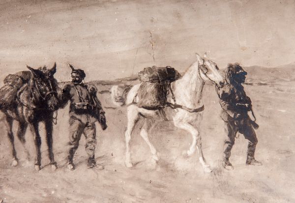 Carlo Adolfo Barone : Colonna di militari in marcia  - Asta Smart Auction: arredi, dipinti, sculture, strumenti musicali, ceramiche e altro a prezzi vantaggiosi - Associazione Nazionale - Case d'Asta italiane