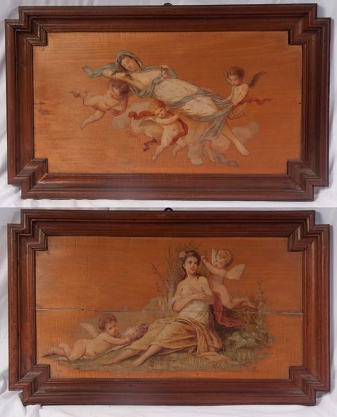 Rodolfo Morgari : Coppia di pannelli  - Asta Smart Auction: arredi, dipinti, sculture, strumenti musicali, ceramiche e altro a prezzi vantaggiosi - Associazione Nazionale - Case d'Asta italiane