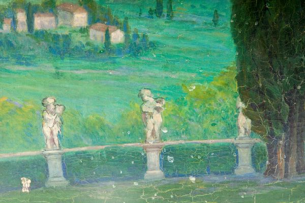 LUIGI TARRA : Scorcio di paesaggio con viale e  cipressi  - Asta Smart Auction: arredi, dipinti, sculture, strumenti musicali, ceramiche e altro a prezzi vantaggiosi - Associazione Nazionale - Case d'Asta italiane