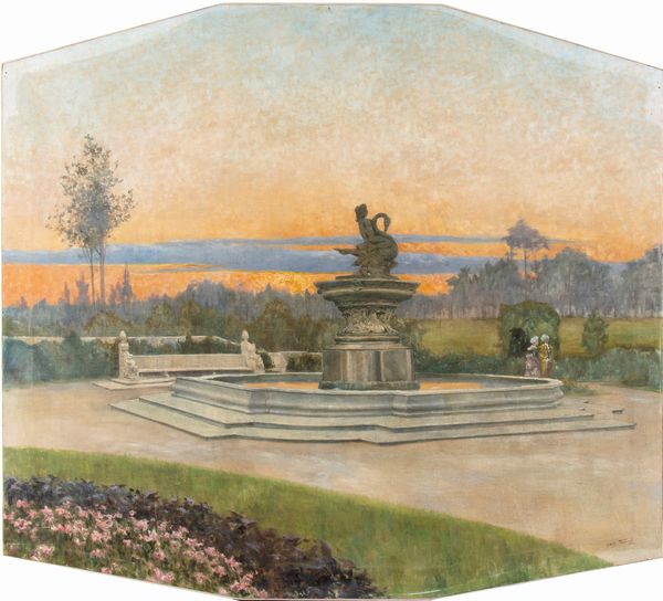 Adolfo Tommasi : Villa toscana al tramonto  - Asta Smart Auction: arredi, dipinti, sculture, strumenti musicali, ceramiche e altro a prezzi vantaggiosi - Associazione Nazionale - Case d'Asta italiane
