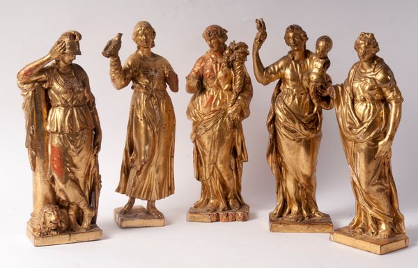 Lotto di cinque sculture allegoriche  - Asta Smart Auction: arredi, dipinti, sculture, strumenti musicali, ceramiche e altro a prezzi vantaggiosi - Associazione Nazionale - Case d'Asta italiane