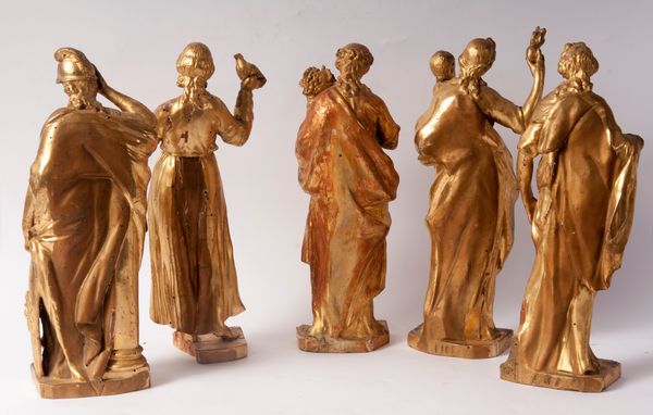 Lotto di cinque sculture allegoriche  - Asta Smart Auction: arredi, dipinti, sculture, strumenti musicali, ceramiche e altro a prezzi vantaggiosi - Associazione Nazionale - Case d'Asta italiane