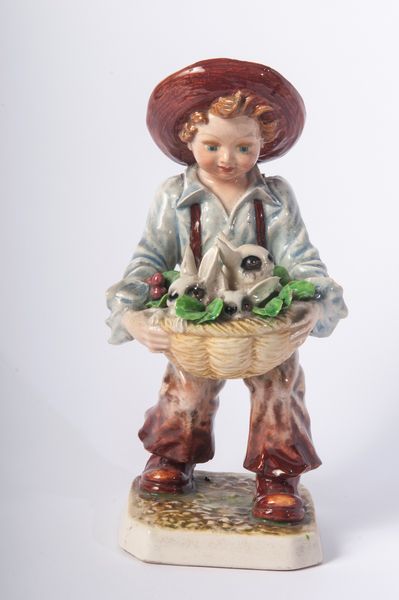 CARLO MOLLICA : Fanciullo con conigli  - Asta Smart Auction: arredi, dipinti, sculture, strumenti musicali, ceramiche e altro a prezzi vantaggiosi - Associazione Nazionale - Case d'Asta italiane