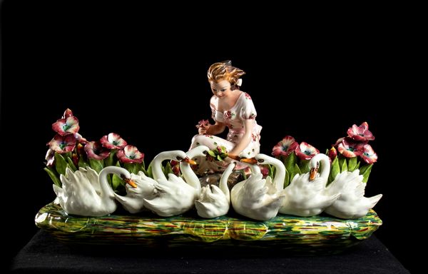CARLO MOLLICA : Fanciulla con cigni  - Asta Smart Auction: arredi, dipinti, sculture, strumenti musicali, ceramiche e altro a prezzi vantaggiosi - Associazione Nazionale - Case d'Asta italiane