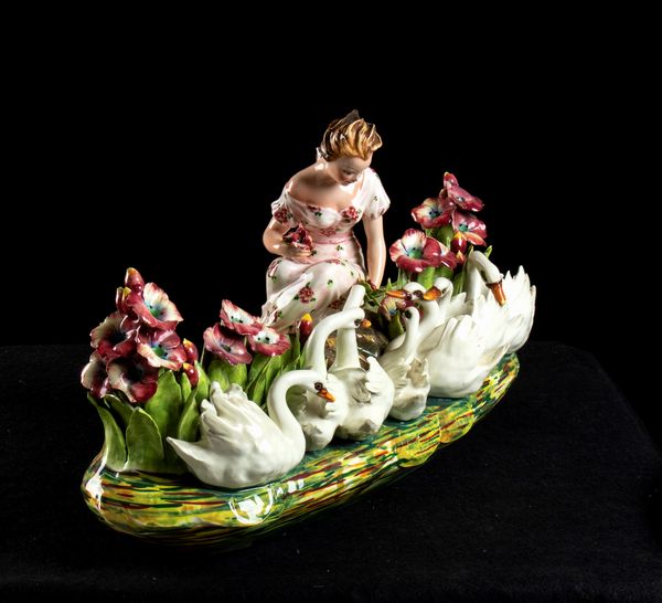 CARLO MOLLICA : Fanciulla con cigni  - Asta Smart Auction: arredi, dipinti, sculture, strumenti musicali, ceramiche e altro a prezzi vantaggiosi - Associazione Nazionale - Case d'Asta italiane